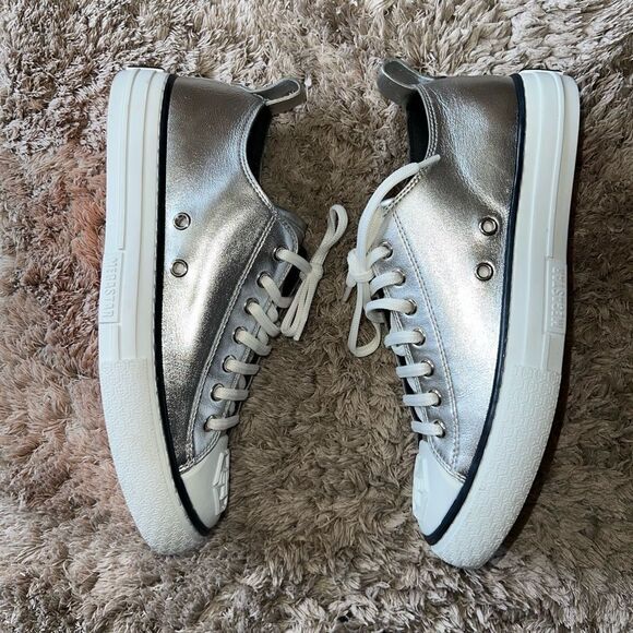 Phillip Plein metallic LAMINATED LEATHER LO-TOP SNEAKERS MEGASTAR - Picture 9 of 9